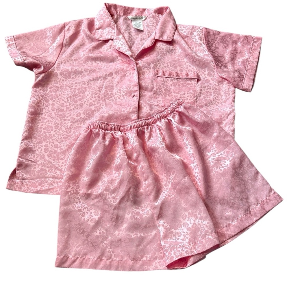 Secret Treasures Floral Satin‎ Pajama Short Set 2 piece Pink Large